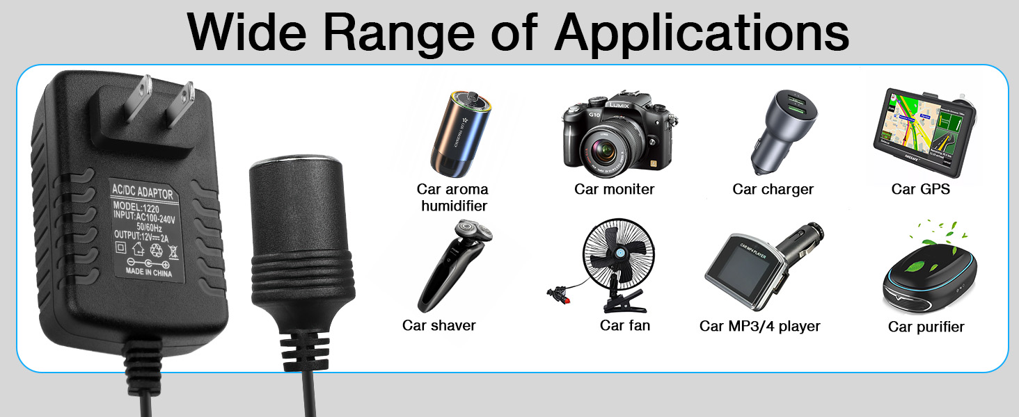 AC to DC Converter 2A 24W Car Cigarette Lighter Socket
