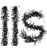RECUTMS Black Artificial Flowers Black Eucalyptus Garlands Halloween Garland Black Leaf Garland w...