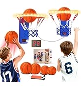 VATOS 2 Pcs LED Basketball Hoop Toy Set - Mini Basketball Hoop Indoor for Kids with 2 Game Mode, ...