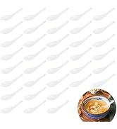 LIOUCBD 100 Pack Disposable Asian Soup Chinese Spoons, Disposable White Plastic Spoons, Transluce...