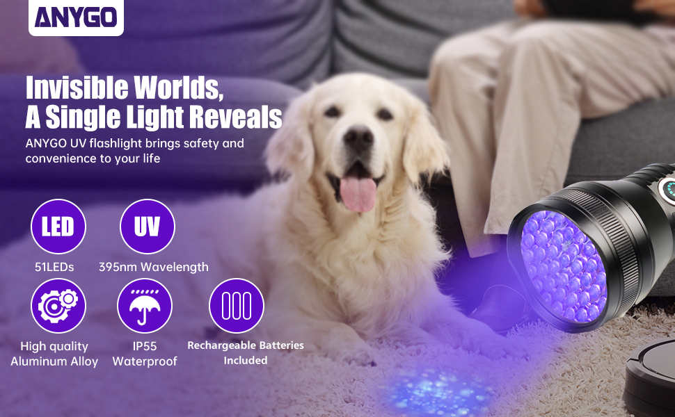51 led rechargeable uv flashlight