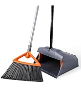 CLEANHOME Broom with Dustpan Combo Set Indoor and Outdoor Dual Purpose,Stiff Bristle Angle Broom ...