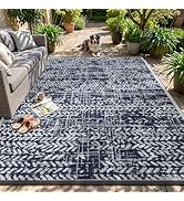 MontVoo Outdoor Rug Waterproof-Patio Rug Mat 5x8 Outdoor RV Camping Picnic Beach Mat Plastic Stra...