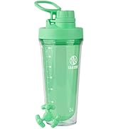 Takeya 24 oz Tritan Plastic Shaker Bottle - Premium BPA Free Protein Shakes Mixer, Leakproof Spou...