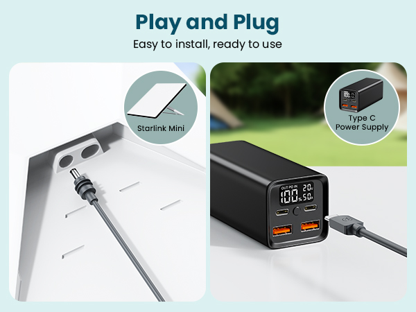 Starlink Mini Cable 10FT, USB-C to DC Power Cable 20AWG