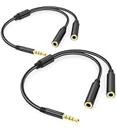 3.5mm TRRS Splitter for 2 Headphones 1FT 2-Pack, Dual Support Audio &amp; Mic, 3.5 mm Aux Jack Cable ...