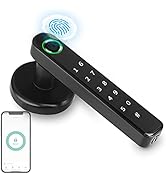 Fingerprint Door Lock, Keyless Entry Door Lock with Handle, Smart Biometric Code Wireless Fingerp...