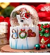 Christmas Santa's Winter Musical Snow Globe,Hand-Painted Music Box,Color-Changing Lights &amp; Auto S...