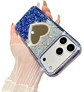 Losin Compatible with iPhone 17 Pro Max Bling Glitter Case, Cute Heart Mirror Diamond Cover Luxur...