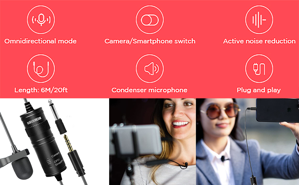 Omnidirectional Condenser Mic, Clip on Microphone, Lapel Microphone