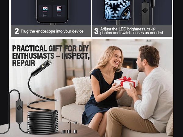 EASTBEAR Endoscope Camera with Light, 1920P HD Borescope with 8 Adjustable LEDs 14