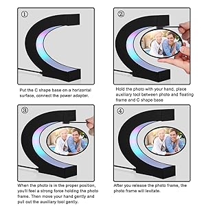 Magnetic levitation pictures, floating rotating photo frame, levitating photo display stand