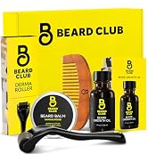The Beard Club Beard Growth Kit - Derma Roller, Beard Growth Oil, Sandalwood Balm, Comb - Gift Set