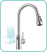 Kicimpro brushed nickle touchless kitchen faucet