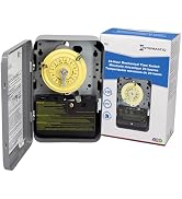 Intermatic T101 24-Hour Mechanical Timer Switch - 120V SPST, Indoor Metal Enclosure, Heavy Duty, ...