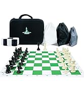 Travel Chess Set 20'' Silicone Chess Board-3.75'' King Height Plastic Piece, Extra Queens &amp; Stora...