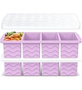 Doasuwish Silicone Freezer Tray for Soup with Lid – 1-Cup Soup Container Cube Style Ice Cube Tray...