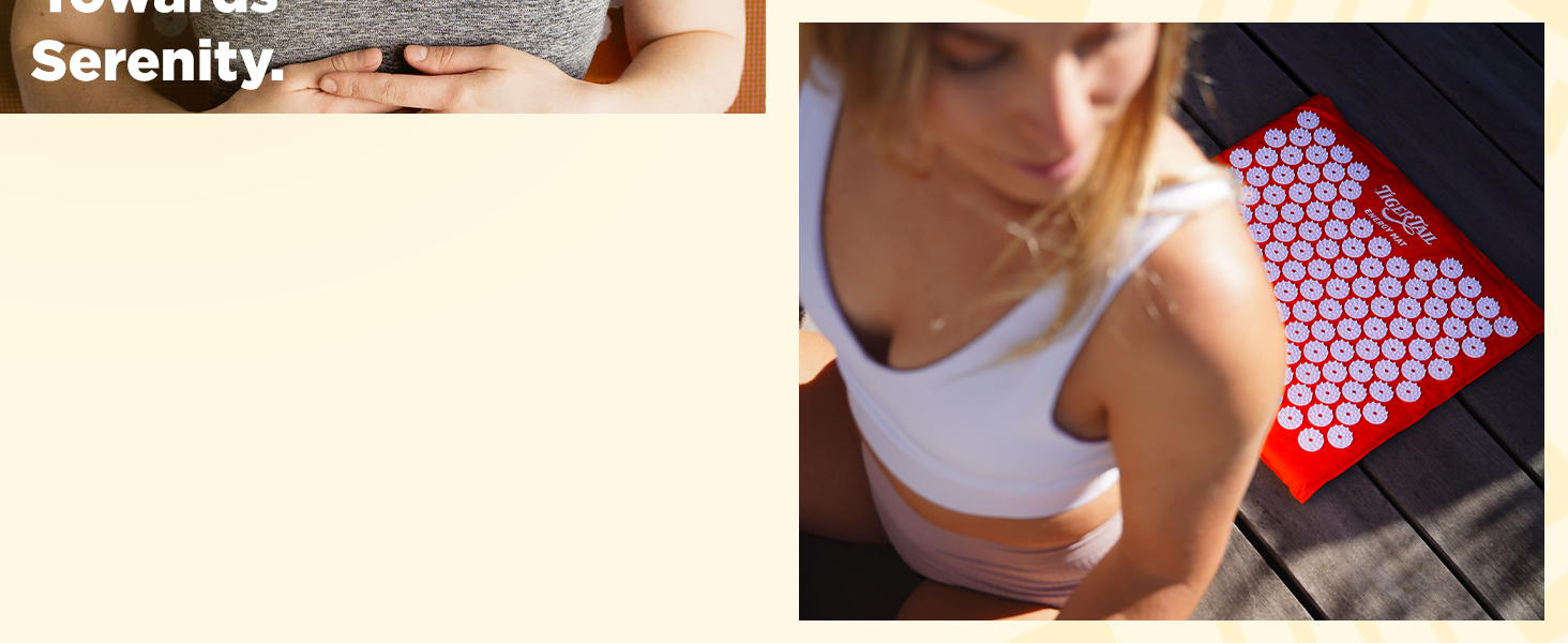 on deck with acupressure mat outdoors, travel friendly, portable, great for first time acupressure