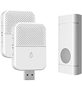 Mini Wireless Doorbell, Remote Door Bell Ringer Wireless Long Range 650FT, Coolqiya Portable Wire...