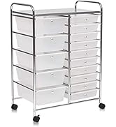 ARLIME 15-Drawer Storage Cart, 15 Drawer Trolley, Rolling Organizer Cart, Scrapbook Paper Organiz...