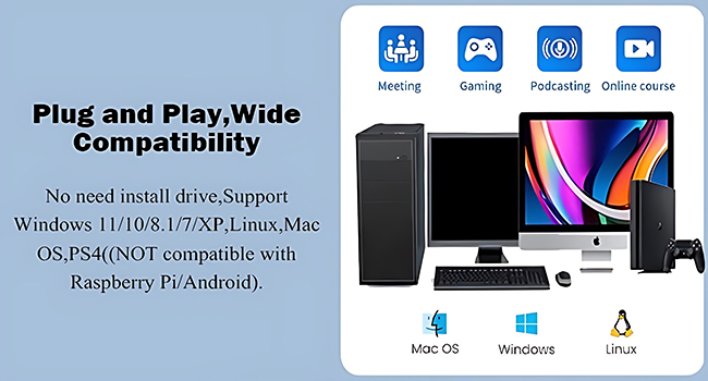 USB Computer Microphone with Mute Button&amp;amp;RGB Glowing Light Compatible with PC Laptop Desktop