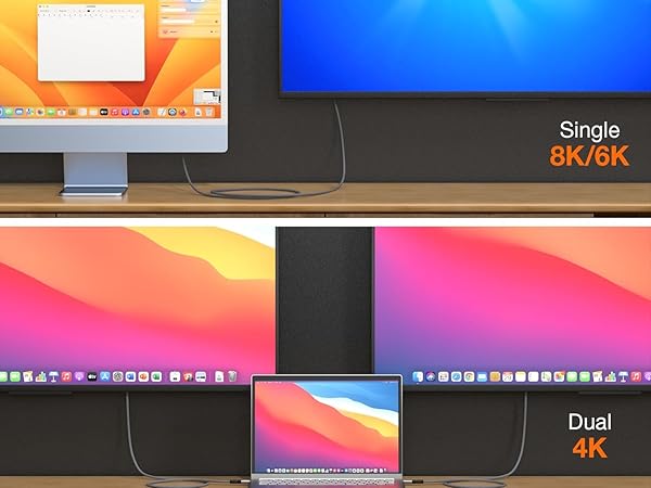 USB C 4K Video Display Monitor Cable 8K@60Hz 4K@120HZ Thunderbolt 3 4 Cord