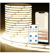 DAYBETTER Smart COB LED Strip Light, Natural White Led Light Strips with Remote and App, 32.8 ft ...