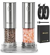 Rossedlyn Upgraded Larger Capacity Electric Salt and Pepper Grinder Set Rechargeable with LED Lig...