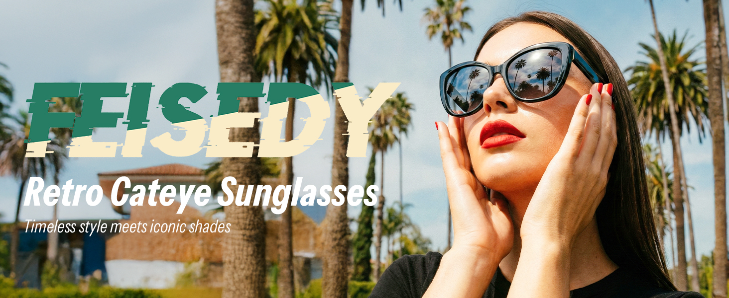 FEISEDY American Square Jackie O Cat Eye Design