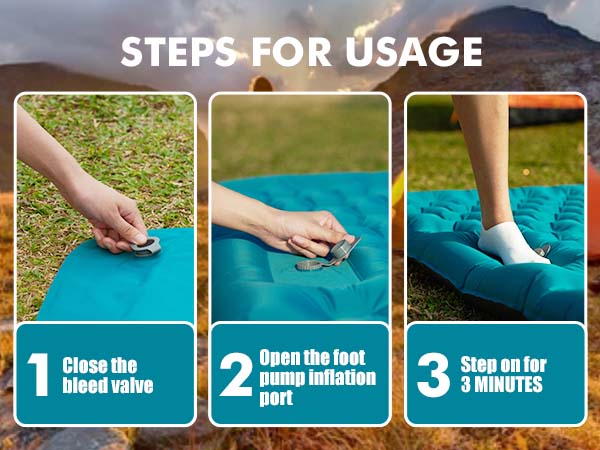 double sleeping pad for camping peacock blue 12cm