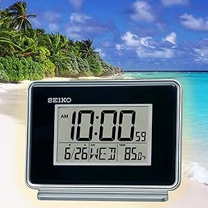 Seiko, alarm, clock, thermometer, calendar, beep, light