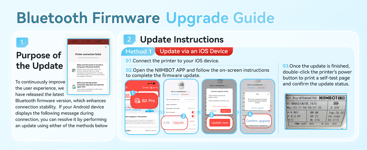 Bluetooth firmware upgrade via iOS Device