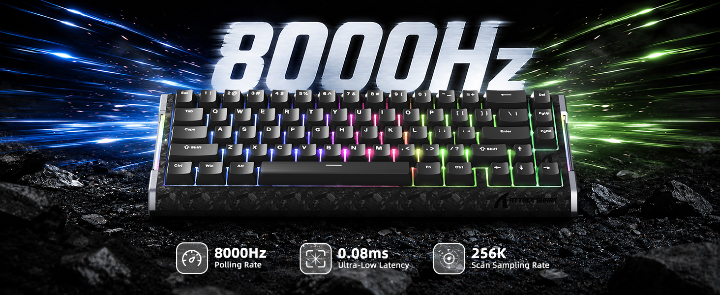 ATTACK SHARK R68 HE 60% Wired Rapid Trigger 8K Mechanical RGB Gaming Keyboard with 0.005mm Accuracy