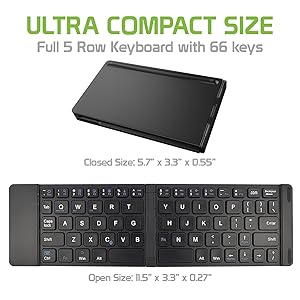 Full 5 row keyboard with 66 keys