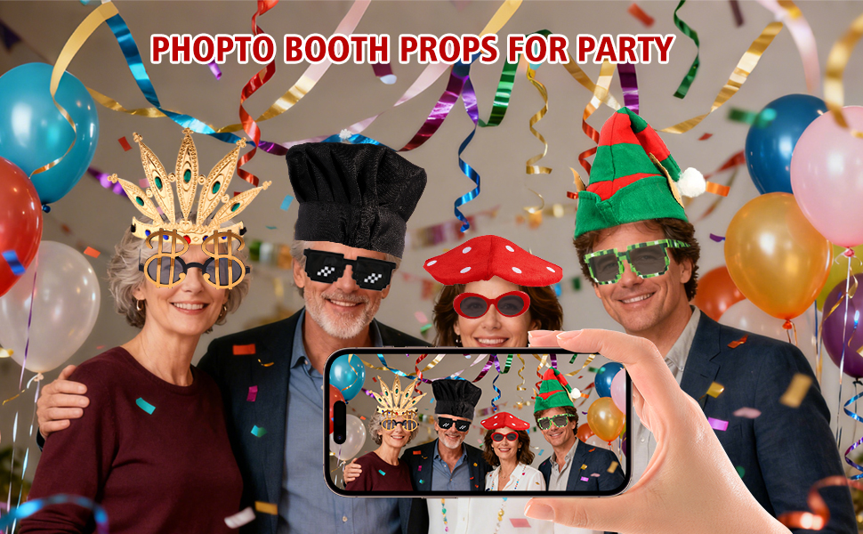 funny party photo booth props hats glasses pack