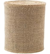 LaRibbons 6 Inch Burlap Wide Fabric Craft Ribbon,10 Yard, Natural Brown Ribbon for Bow Crafting,W...