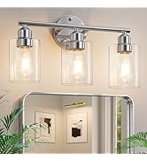 Percantis 3-Light Bathroom Light Fixtures, Modern Vanity Lights with Clear Glass Shade, Bathroom ...