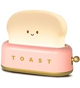 QANYI Cute Desk Decor Toaster Lamp, Kawaii LED Toast Bread Night Light Rechargeable and Portable ...