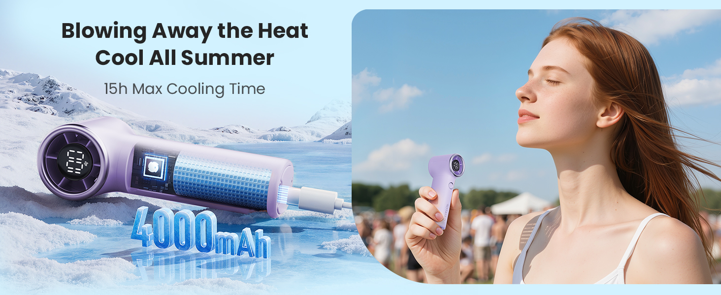 hand held fan rechargeable mini handheld fan 4000mAh battery 15h max cooling birthday gifts for men