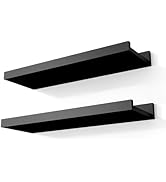 Solrot Black Floating Shelves for Wall Decor, Wall Mounted Wood Storage Shelf for Bedroom, Living...