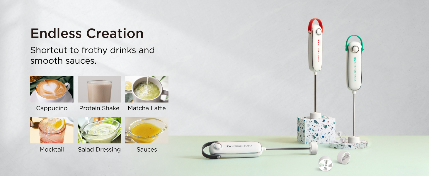 Kitchen Mama SilkWhisk electric whisk milk frother handheld drink mixer