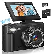 Digital Camera for Photography, 4K Vlogging Camera for YouTube 3" 180° Flip Screen 18X Digital Zo...