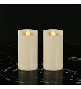 2" X 4" Slim Outdoor Candles With Timer Waterproof Battery Operated Candles | Flickering Flameles...