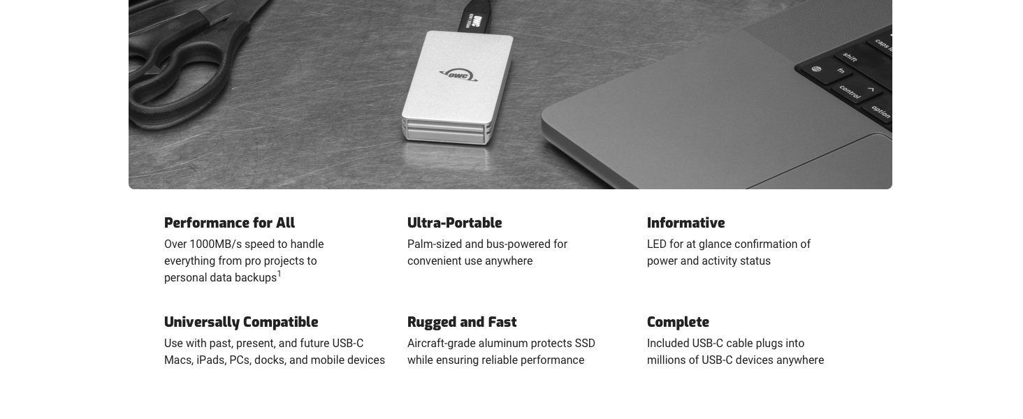 BUS POWERED EXTRENAL STORAGE BACKUP SSD HARD DRIVE MAC PC USB-C USB4 THUNDERBOLT PORTABLE RUGGED 