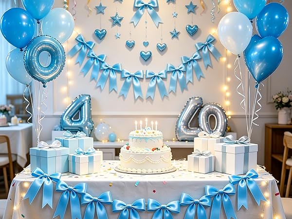 blue bow 15th birthday decorations