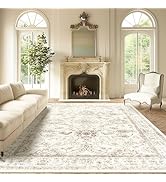Madane 9x12 Area Rugs for Living Room, Machine Washable Rug with Anti-Slip Backing, Soft Vintage ...
