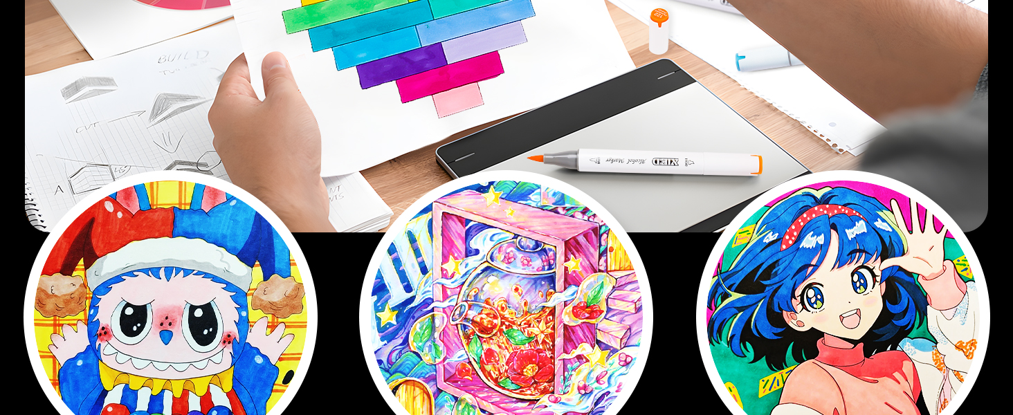 Dual Tips Coloring Markers 180 Vibrant Colors