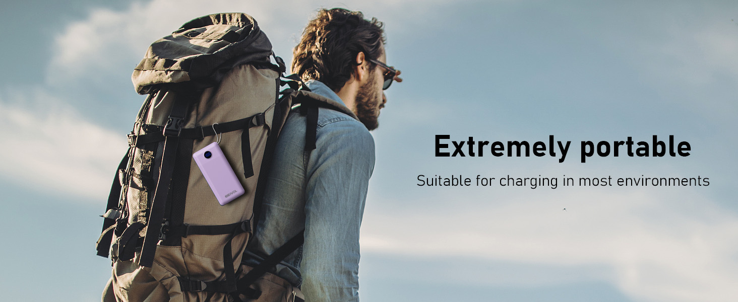 Can be attached to a backpack Portable power bank