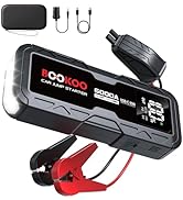 BOOKOO 6000A Jump Starter, 12V Portable Car Jump Box,Battery Pack with Jumper Cables,65W 2-Way Fa...