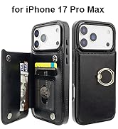 ONETOP for iPhone 17 Pro Max Wallet Case with Card Holder, 360° Rotation Ring Kickstand RFID Bloc...